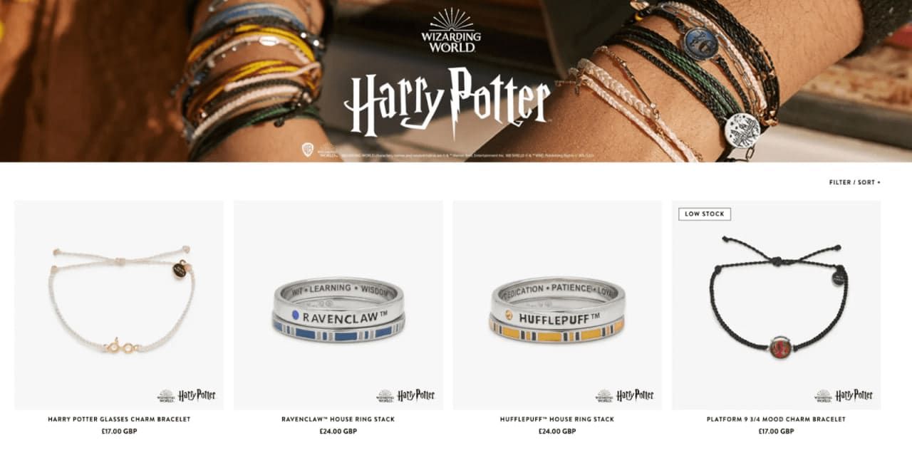 Pura Vida Bracelets and Harry Potter franchise collaboration