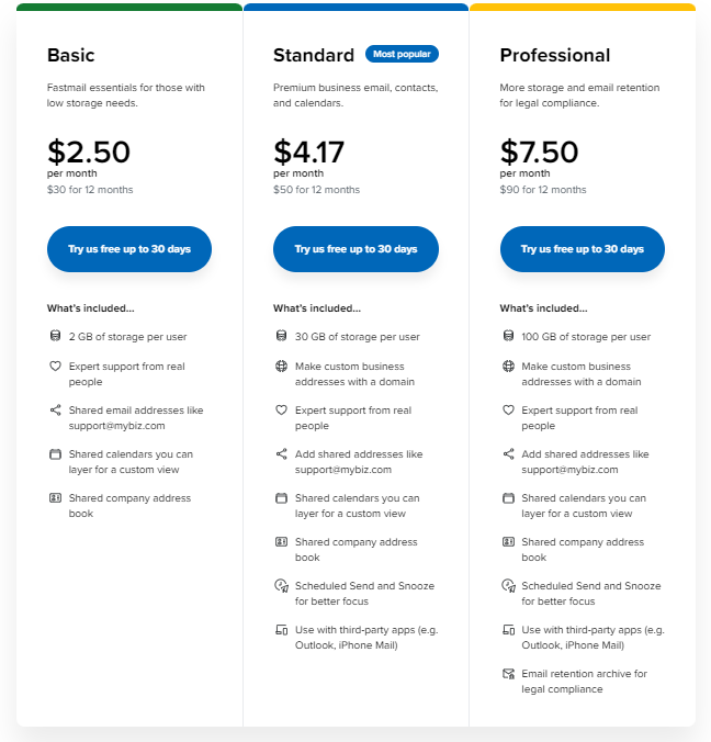 Fastmail pricing