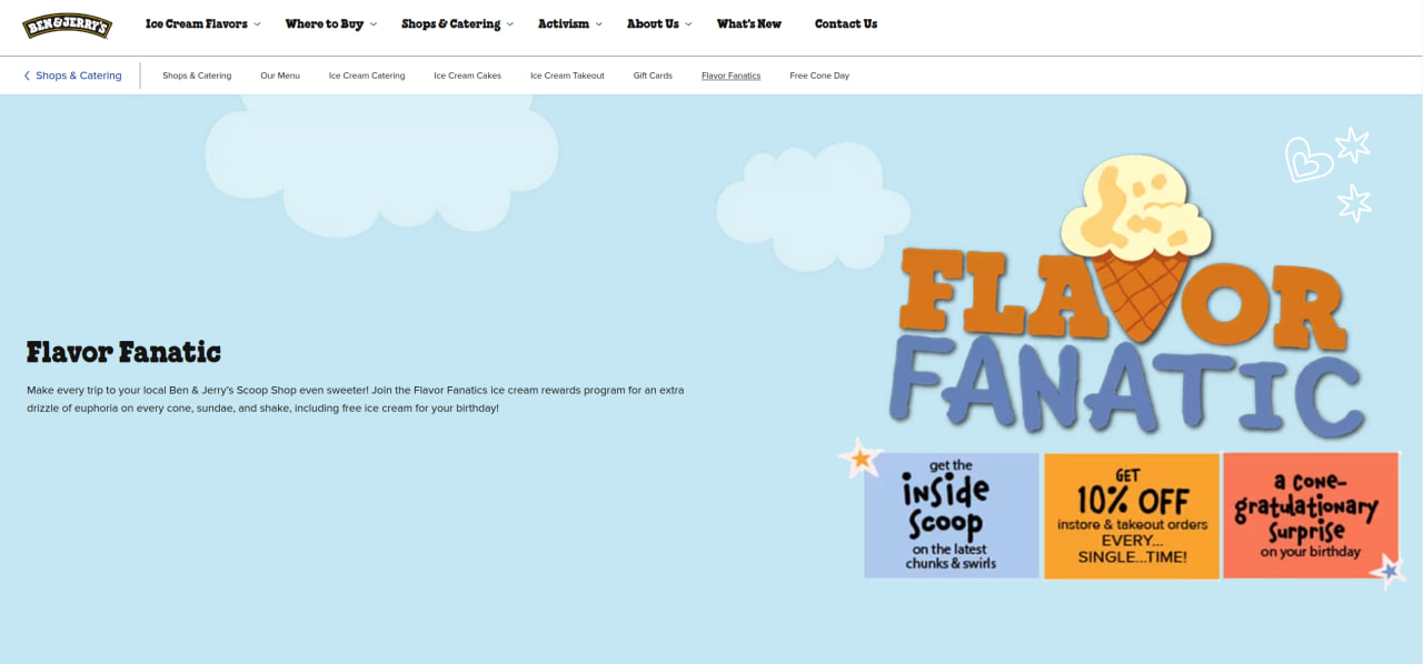 Flavor Fanatics reward program by Ben & Jerry's