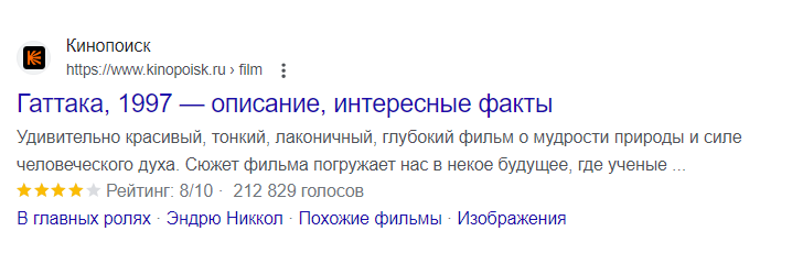 Расширенный сниппет