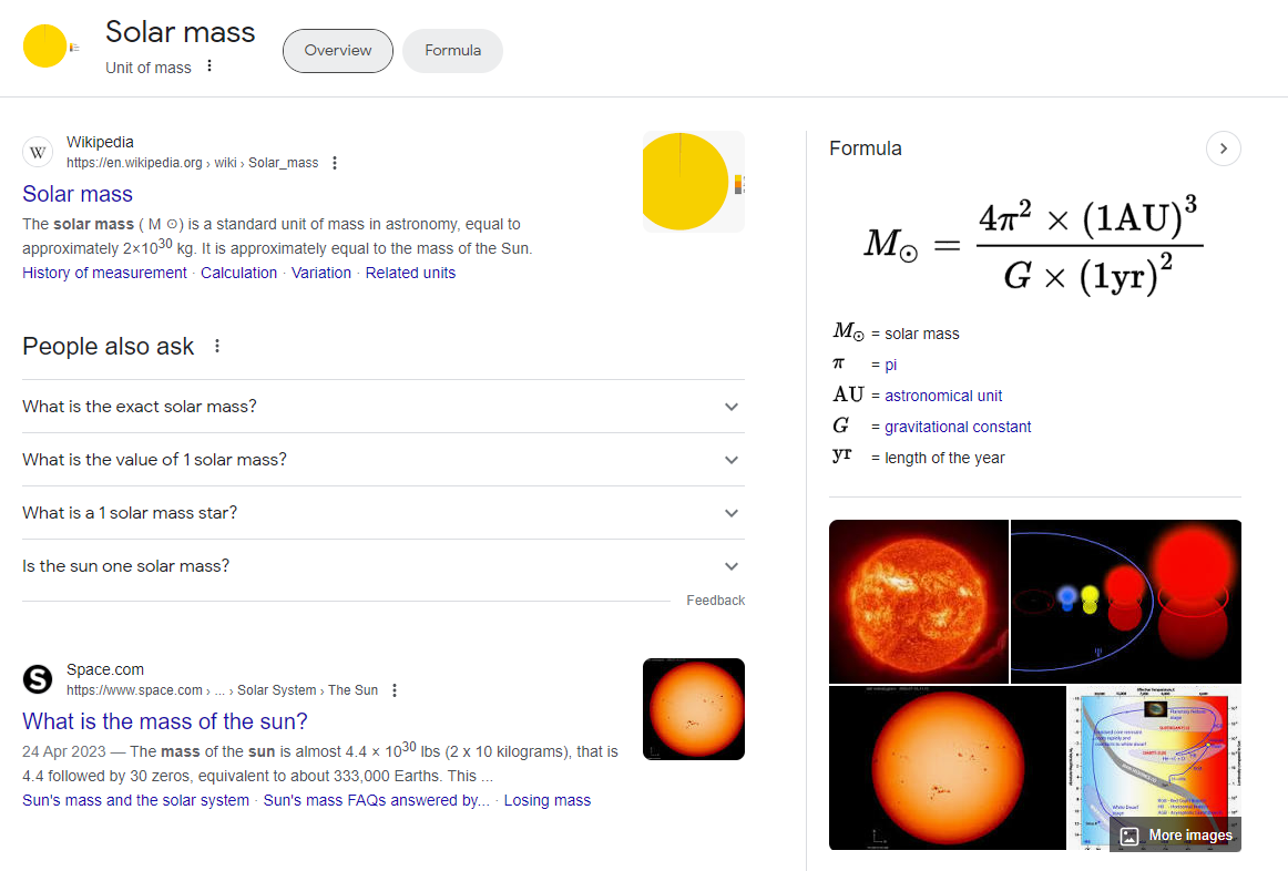 Solar mass.