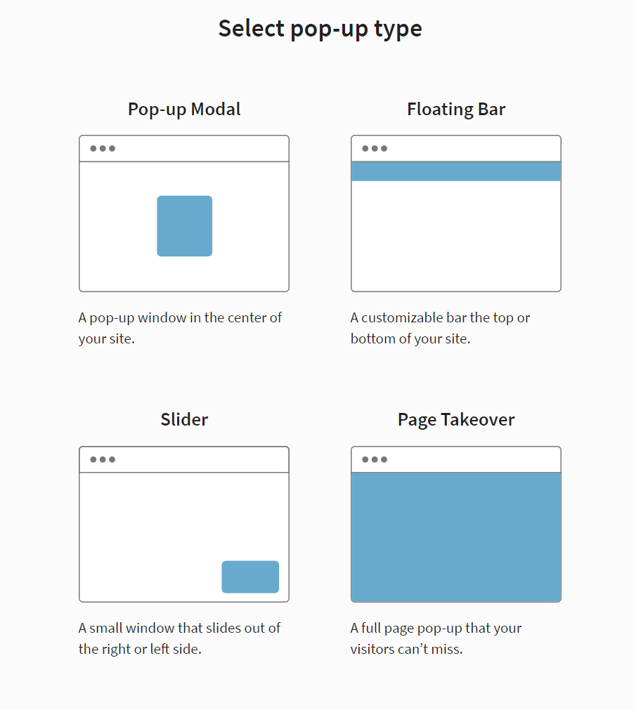 Choosing the type of pop-up window in a business automation platform