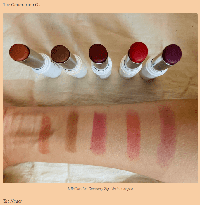 A customer shares her opinion on beauty products on her blog